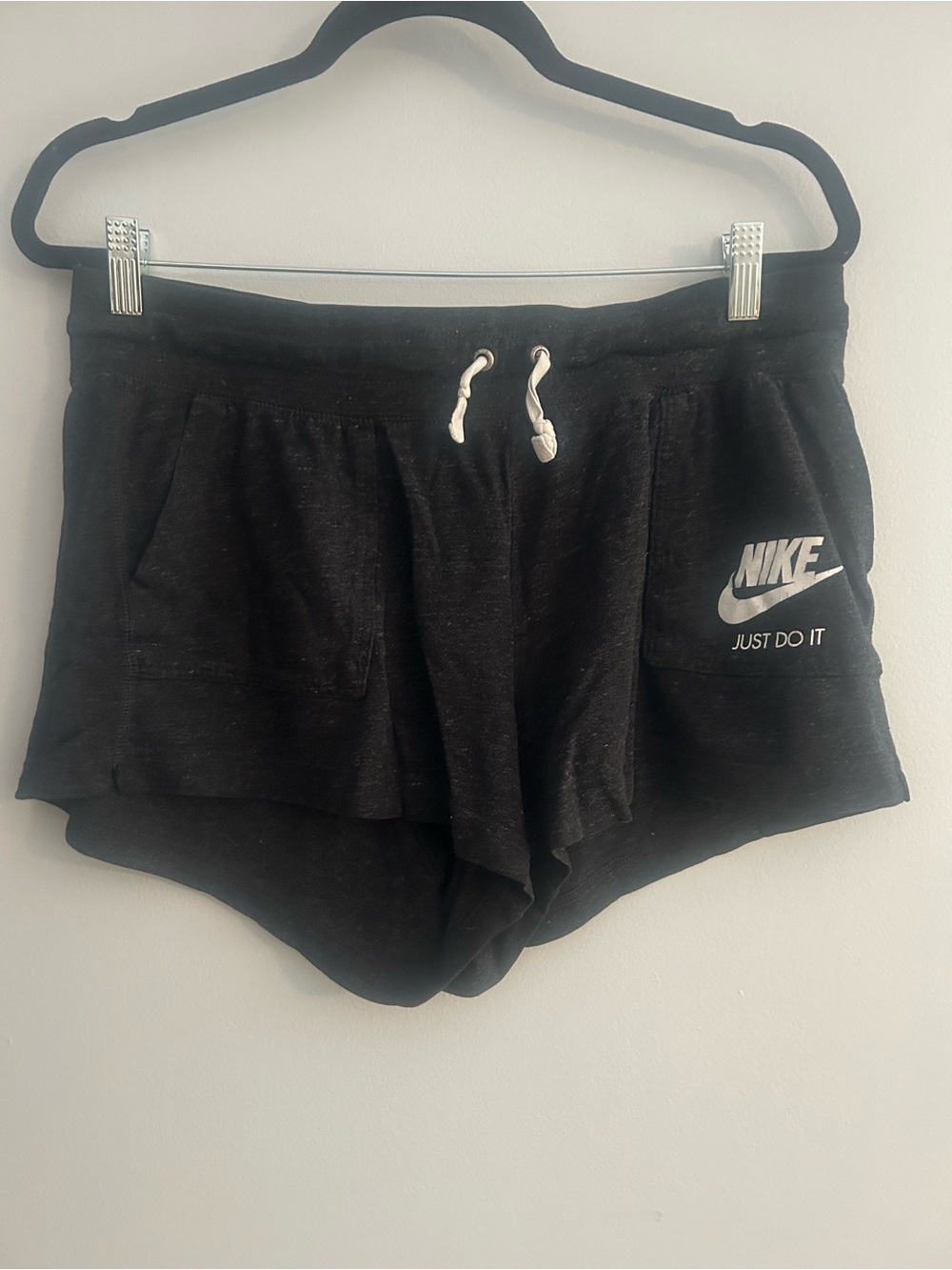 Nike Women's Black Athletic Lounge Shorts with White Logo